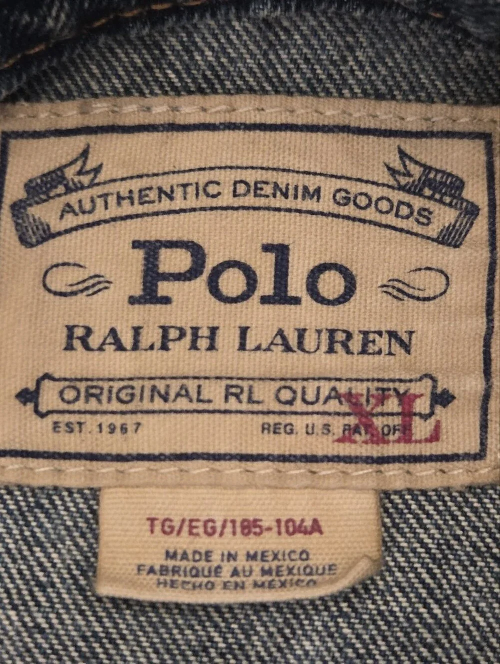 Polo Ralph Lauren Men's Denim Trucker Jacket Blue XL Classic Jean Jacket Grunge